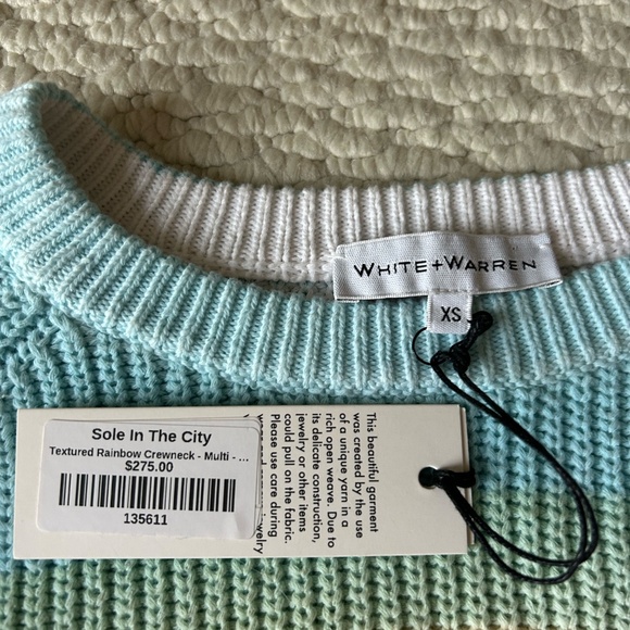 White and Warren Textured Rainbow Crewneck: Brand New XS - Picture 4 of 8